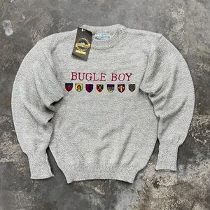 Vintage Bugle Boy Fisherman Sweater Embroidered Logo 90s Knit NOS